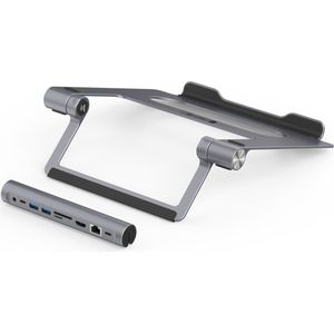 EFB Elektronik EFB Techly Opvouwbare Laptop/Tablet 9 in 1 (USB-C, 1 portie), Docking station + USB-hub, Zilver