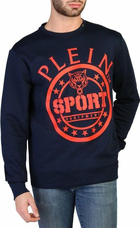 Plein Sport - Blauwe Katoenen Heren Sweater - Gedurfde Stijl