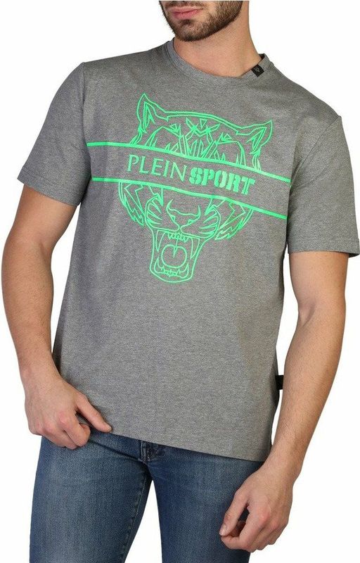 Plein Sport Heren Grijze Katoenen T-shirt