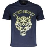 Plein Sport Stencil Tiger Logo Marineblauwe T-shirt