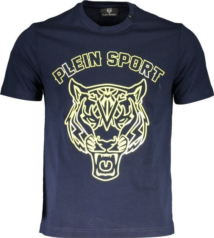 Plein Sport Stencil Tiger Logo Marineblauwe T-shirt