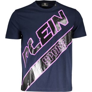 Plein Sport - Heren T-shirt - Blauw - Katoen - Dynamische Print