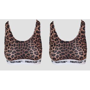 Philipp Plein - Ondergoed - Dames - Bruin - Katoen - Animalprint Bh Set
