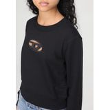 Diesel - Cropped Sweatshirt - Zwart - Katoen - Uitgesneden Logo