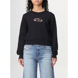 Diesel - Cropped Sweatshirt - Zwart - Katoen - Uitgesneden Logo
