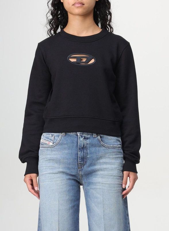 Diesel - Cropped Sweatshirt - Zwart - Katoen - Uitgesneden Logo