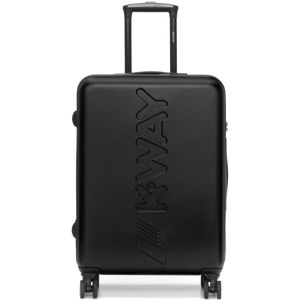 K-Way, Trendy Maxi Logo Grote Koffer voor Heren Zwart, Heren, Maat:ONE Size