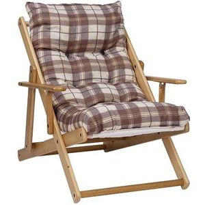 Ligstoel, relaxstoel, 3 posities, van hout, opvouwbaar, gewatteerd, hoogte 100 cm, kleur zoals op de foto (bruin)