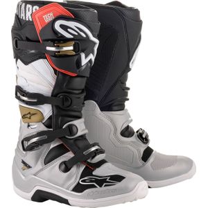 Crosslaarzen Alpinestars Tech 7 Zwart-Zilver-Wit-Goud