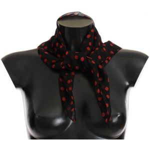 Dolce & Gabbana Dames Zwart Rood Polka Gestippelde Zijden Sjaal