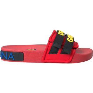 Dolce Gabbana Rood Zwart Beachwear Slippers