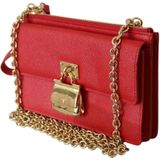 Dolce & Gabbana Dames rood leer goud ketting portemonnee SICILY tas