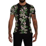 Zwart T-shirt met ronde hals en bloemenprint
