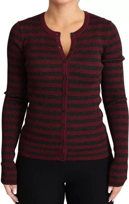 Dolce & Gabbana - Long Sleeve Button Cardigan - Zwart en Rood - Sweater