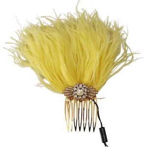 Dolce & Gabbana Gold Brass Clear Crystal Feather Comb Hair Grip Damesstick