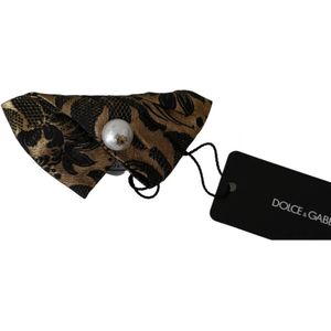 Dolce & Gabbana Black Gold Jacquard Pearl Logo Accessory Hair Women's Claw