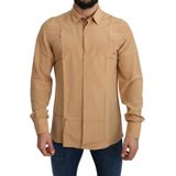 Dolce & Gabbana Heren Geel 100% Zijden GOUD Top Slank Shirt
