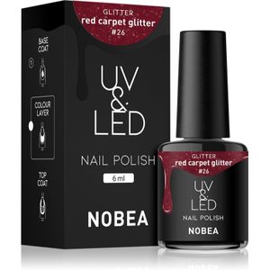 NOBEA UV & LED Nail Polish Gel Nagellak voor UV/LED Lamp glossy Tint Red carpet glitter #26 6 ml