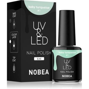 NOBEA UV & LED Nail Polish Gel Nagellak voor UV/LED Lamp glossy Tint Baby turquoise #1 6 ml