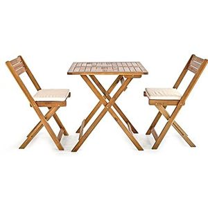 Estosa Tuintafelset van hout, tafel + stoelen van acaciahout, eenvoudig te sluiten voor transport en voor de tuin, tuinieren, camping (Acacia, Genua 2 stoelen)