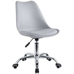 WeHome Moderne bureaustoel in verschillende kleuren voor tienerkamer werkkamer wachtkamer bureaustoel met zitting van kunstleer (grijs)