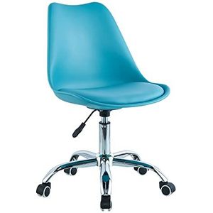WeHome Moderne bureaustoel in verschillende kleuren voor kinderkamer werkkamer wachtkamer bureaustoel met zitting van kunstleer (hemelsblauw)
