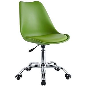 WeHome Moderne bureaustoel in verschillende kleuren voor tienerkamer werkkamer wachtkamer bureaustoel met zitting van kunstleer (groen)