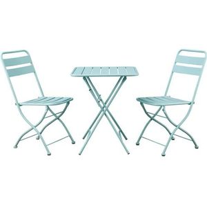 Estosa Tuintafelset + 2 stoelen van aluminium in verschillende kleuren, robuust en gemakkelijk te sluiten, met noppen aan de poten (Avio)