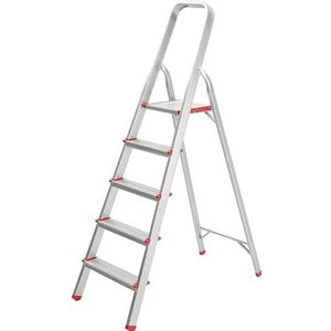 Ladder voor thuisgebruik van aluminium, draagkracht 150 kg (5 standen)