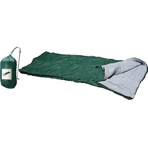 Slaapzak van polyesterweefsel, waterdicht, afmetingen 190 x 75 cm, voor camping, zomer, winter, ritssluiting, met reistas (groen)