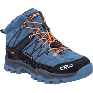 CMP Kids Rigel Mid Trekking Shoe Wp uniseks-kind Trekking- en wandelschoenen, Dusty Blue Flash Oranje, 28 EU