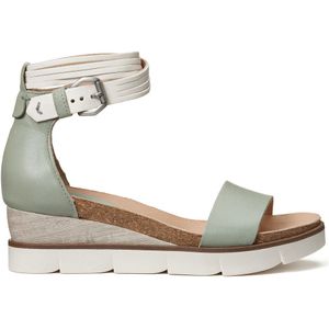 Sandalen met sleehak, in leer MJUS. Leer materiaal. Maten 38. Groen kleur