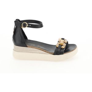 Sandalen met sleehak in leer MJUS. Leer materiaal. Maten 38. Zwart kleur