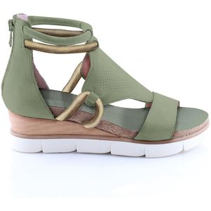 Sandalen met sleehak, in leer MJUS. Leer materiaal. Maten 40. Groen kleur