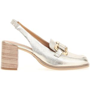 Slingback loafers in leer met hak MJUS. Leer materiaal. Maten 37. Grijs kleur