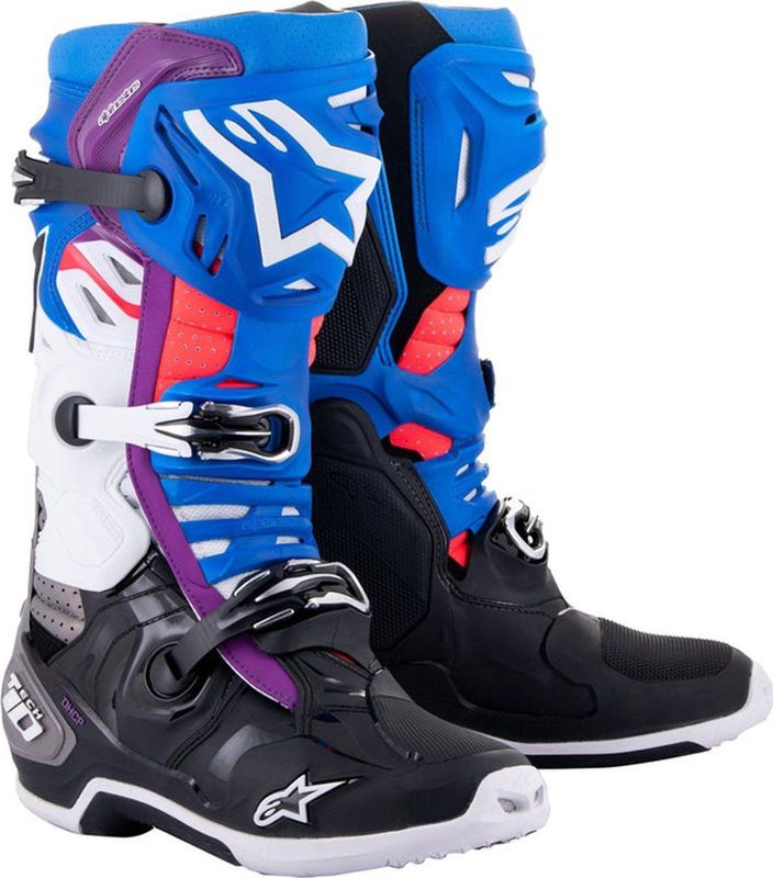 Alpinestars - Tech 10 Supervented - Crosslaarzen - Zwart-Glazuurblauw-Paars