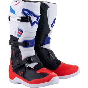 Alpinestars Tech 3 S23, laarzen, Wit/Rood/Donkerblauw, 15 US