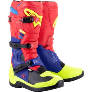 Crosslaarzen Alpinestars Tech 3 Helder Rood-Donkerblauw-Geel Flou