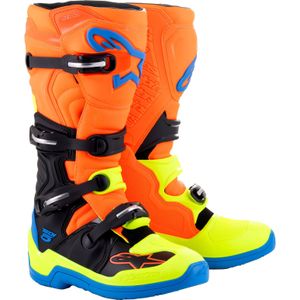 Crosslaarzen Alpinestars Tech 5 Oranje Fluo-Enamel Blauw-Geel Flou