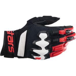 Alpinestars Halo Leather Gloves Black White Bright Red M - Maat M - Handschoen