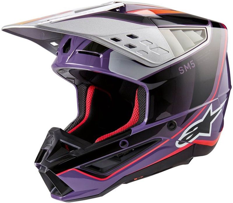 Alpinestars - S-M5 - Offroad Helm - Violet/Zwart/Zilver - Glossy