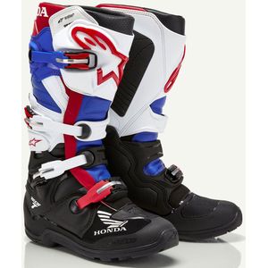 Crosslaarzen Alpinestars Honda Tech 7 Enduro Drystar Zwart-Wit-Blauw-Fel Rood