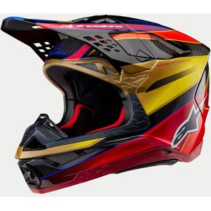 Alpinestars Supertech M10 Era Helm ECE Gold Yellow Rio Red Glossy, Größe: XL