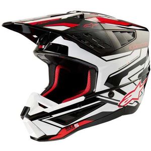 Crosshelm Alpinestars SM5 Action 2 Zwart-Wit-Rood