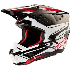 Alpinestars - S-M5 Action 2 - Helm - Zwart Wit Helder Rood Glanzend