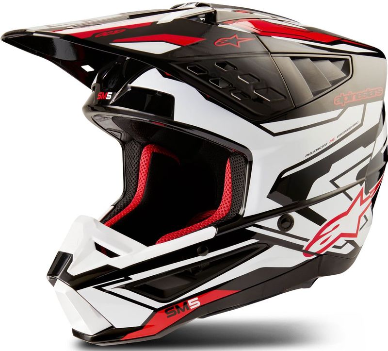 Crosshelm Alpinestars SM5 Action 2 Zwart-Wit-Rood