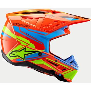 Alpinestars - S-M5 Action 2 Helm - Oranje Fluo - Cyaan - Geel Fluo