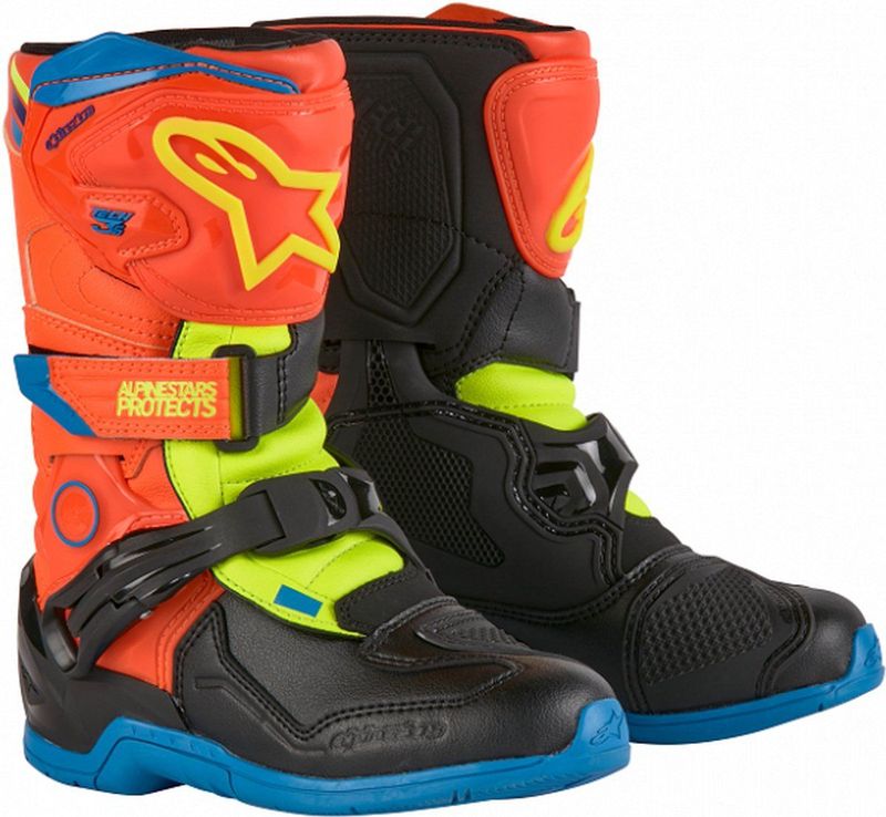 Alpinestars - Tech 3S - Crosslaarzen - Oranje Fluo-Blauw-Geel Fluo
