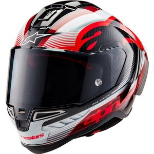 Alpinestars - Supertech R10 - Integraalhelm - Zwart - Carbon - Rood - Wit - Glossy