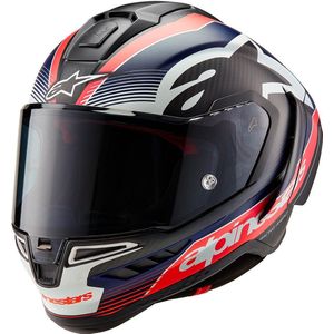 Alpinestars - Supertech R10 - Integraalhelm - Zwart - Carbon - Fluo Rood Donkerblauw